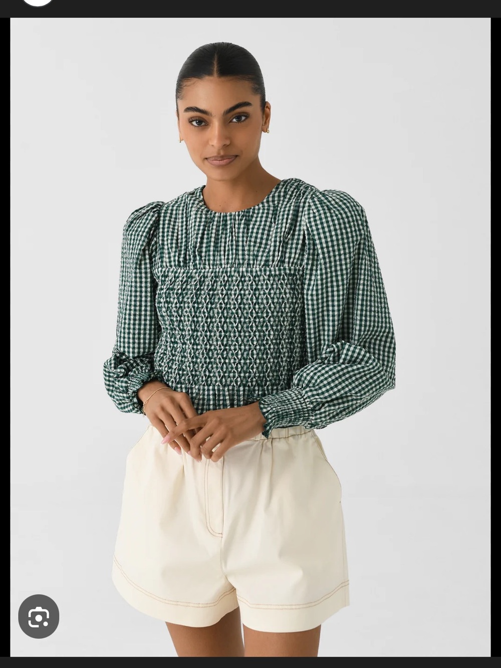 Hunter Bell Eubanks Smocked Puff-Sleeve Top size xs,NWT